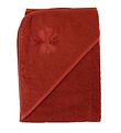 Nrgaard Madsens Hooded Towel - 75x75 cm. - Dusty Red w. Flower
