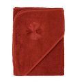 Nrgaard Madsens Hooded Towel - 100x100 cm. - Dusty Red w. Flowe