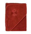 Nørgaard Madsens Baby towel - 100x100 cm. - Dusty Red w. Bloom