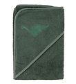 Nørgaard Madsens Baby towel - 75x75 cm. - Green w. Dino