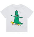 Stella McCartney Kids Stuttermabolur - Hvítur M. Krókódíll