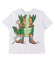 Stella McCartney Kids Stuttermabolur - Hvítur M. Krókódíll/Cheri