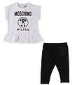 Moschino T-Shirt/Leggings - Blanc/Noir av. Noir/Strass