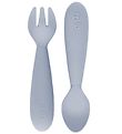 EzPz Cutlery - 2-Pack - Silicone - Dusty Grey-Blue Blue