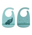 Done By Deer Bib w. Pocket - 2-Pack - Silicone - Elphee Blue