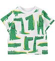 Stella McCartney Kids Stuttermabolur - Hvítir M. Krókódílar