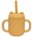 Petit Monkey Cup w. Straws - Silicone - 175 mL - Ochre