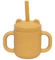Petit Monkey Becher m. Strohhalme - Silikon - 175 ml - Ochre