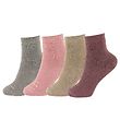 GoBabyGo Socks - Non-Slip - 4-Pack - Rose/Plum/Grey/Sand