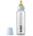 Bibs Nappflaska - Glas - 225 ml - Naturgummi - Baby Blue