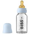 Bibs Nappflaska - Glas - 110 ml - Naturgummi - Baby Blue