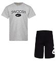 Nike Shortsset - T-shirt/Shorts - Swoosh - Svart/Gr