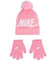 Nike Bonnet/Gants - Tricot - Swoosh - Rose