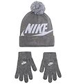 Nike Beanie/Gloves - Knitted - Swoosh - Grey Heather