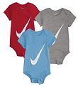 Nike Bodysuits s/s - Swoosh - 3-Pak - Red/Blue/Grey