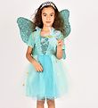 Den Goda Fen Costume - Fairy Dress w. Wings/Magic Wand - Turquoi
