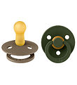 Bibs Dummies - 2-Pack - Size 2 - Natural Rubber - Hunter Green/D