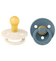 BIBS Colour Pacifiers - 2-Pack - Size 2 - Round - Ivory/Petrol