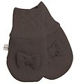 Racing Kids Mittens - Wool/Cotton - Chocolate Brown w. Bow