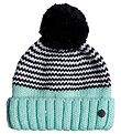 Roxy Muts - Gebreid - Frozenfall - Wit/Zwart/Turquoise m. Pom-Po