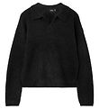 LMTD Blouse w. Polo Collar - Knitted - NlfNollen - Black