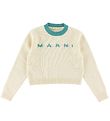 Marni Blússa - Ull - Skera - Hvítt/Grænblátt