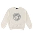 Versace Sweatshirt - White w. Logo/Crystals