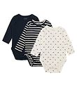 Hust and Claire Bodysuit l/s - Bertram - 3-Pack - Navy/White