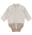 Hust and Claire Skjortbody l/ - Bertil - Beige/Off White