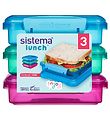 Sistema Brotdose - Sandwich Box - 450 ml - 3er-Pack - Pink+Blau+