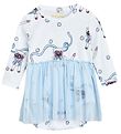Mini Rodini Klänningsbody l/ä - Tulle Kjol- Siamesisk AOP - Ljus