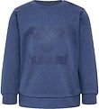 Hummel Sweat-shirt - hmlFastwo Citron Sweat-shirt - Vrai Marine