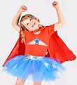 Den Goda Fen Costume - Superhero Dress w. Cloak - Red/Black