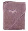 Nrgaard Madsens Hooded Towel - 100x100 cm - Plum w. Unicorn