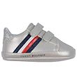 Tommy Hilfiger Soft Sole Leather Shoes - Stripes Velcro - Silver