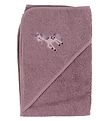 Nrgaard Madsens Hooded Towel - 75x75 cm - Plum w. Unicorn
