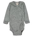 Engel Wrap Bodysuit l/s - Wool/Silk - Light Grey Melange