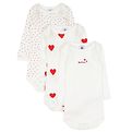 Petit Bateau Body L/æ - 3er-Pack - Weiß m. Herzen