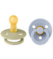 BIBS Colour Pacifiers - 2-Pack - Size 2 - Round - Khaki/Dusty Bl