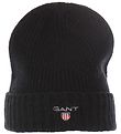 GANT Bonnet - Laine/Coton - 2 Couches - Noir