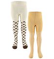 Minymo Tights - 2-Pack - Cocoa Brown w. Pattern