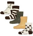 Minymo Socks - 5-Pack - Cocoa Brown w. Pattern