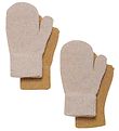 CeLaVi Fäustlinge - Wolle/Nylon - 2er-Pack - Beigegold m. Glitze
