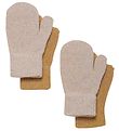 CeLaVi Mittens - Wool/Nylon - 2-Pack - Beige Gold w. Glitter