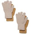 CeLaVi Gloves - Wool/Nylon - 2-Pack - Beige Gold w. Glitter