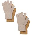 CeLaVi Handschuhe - Wolle/Nylon - 2er-Pack - Beigegold m. Glitze