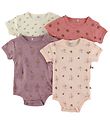 Pippi Baby Bodysuit k/æ - 4-Pack - Dusty Rose