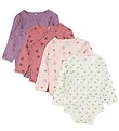 Pippi Baby Bodysuit L/æ - 4-Pack - Dusty Rose