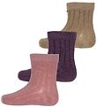 Minymo Socken - Rib - 3er-Pack - Orchid Haze