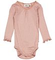 Wheat Romper l/s - Rib - Lace - Rose Dawn